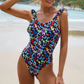 Sexy ruffle swimwear women Leopard print swimsuit women swimming suit High cut one-piece suit Backless bathing suit Monokini