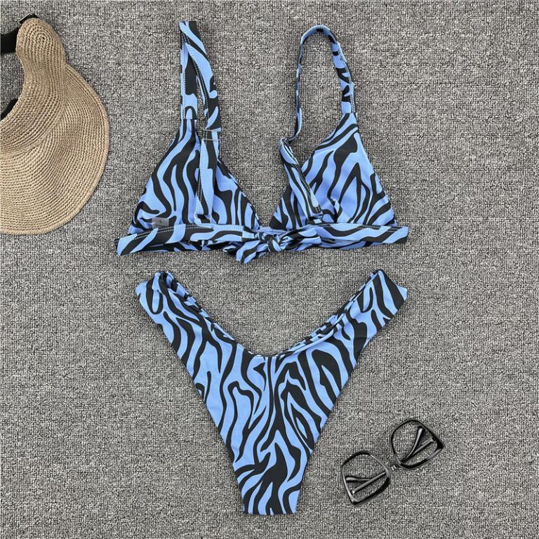 Stripe bikini High cut swimsuit women Triangle 2 pieces set Sexy swimwear Women Sports bathing suit beach wear swim