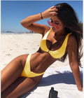 Solid Color Gold Lock Bikini Split Swimsuit Bikini