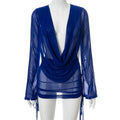 Solid Cover-Ups Women Backless Female V-Neck Women Long Beach Wear Sexy Skirt