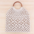 Solid Color Woven Tote Trendy Women Mori Straw Bag Degrees Handmade Cotton String Net Pocket Beach Bag