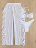 Halter Bikinis Solid Swimsuit Women 3 Pieces Bathing Suits Swimwear Conjunto Biquinis Feminino Trajes De BañO Mujer