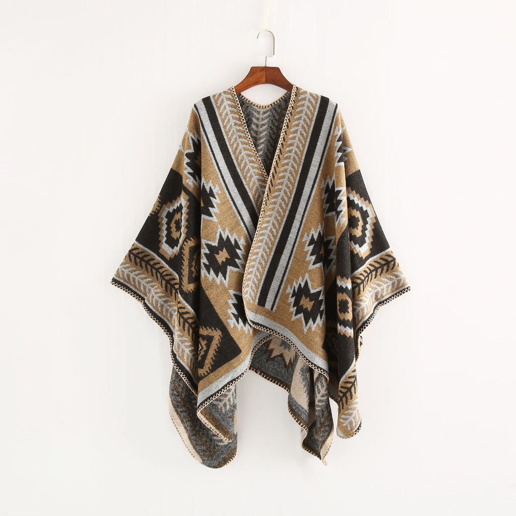 Geometric Abstract Puzzle Cloak Simple Thicken Lengthen Warm Air Conditioning Shawl Travel Blanket