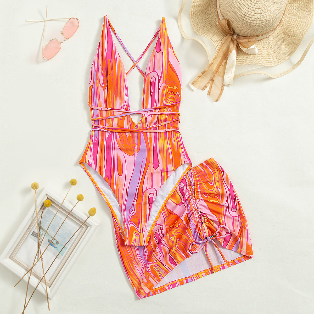 Sexy Backless Halter Retro Bandage One-Piece Swimsuit One-Piece Swimsuit
