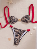 Bikini Leopard Print Color Matching Starfish Decoration Sexy Split Bikini Swimsuit Women