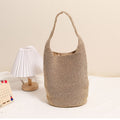 Casual Large Capacity Shoulder Straw Bag Portable Bucket Woven Bag Vacation Beach Bag Women Bag