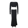 Fall Type Hip Elegant Slim Fit Hollow Out Cutout Sexy Long Sleeve Dress Women