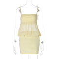 Women Clothing Summer off Neck Sexy Mesh See through Strap Sheath Dress