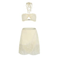 Coat Skirt Two Piece Split Swimsuit for Women Solid Color