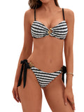 Bikini Color Matching Lace up Rose Sexy Split Swimsuit Bikini Swimsuit Women