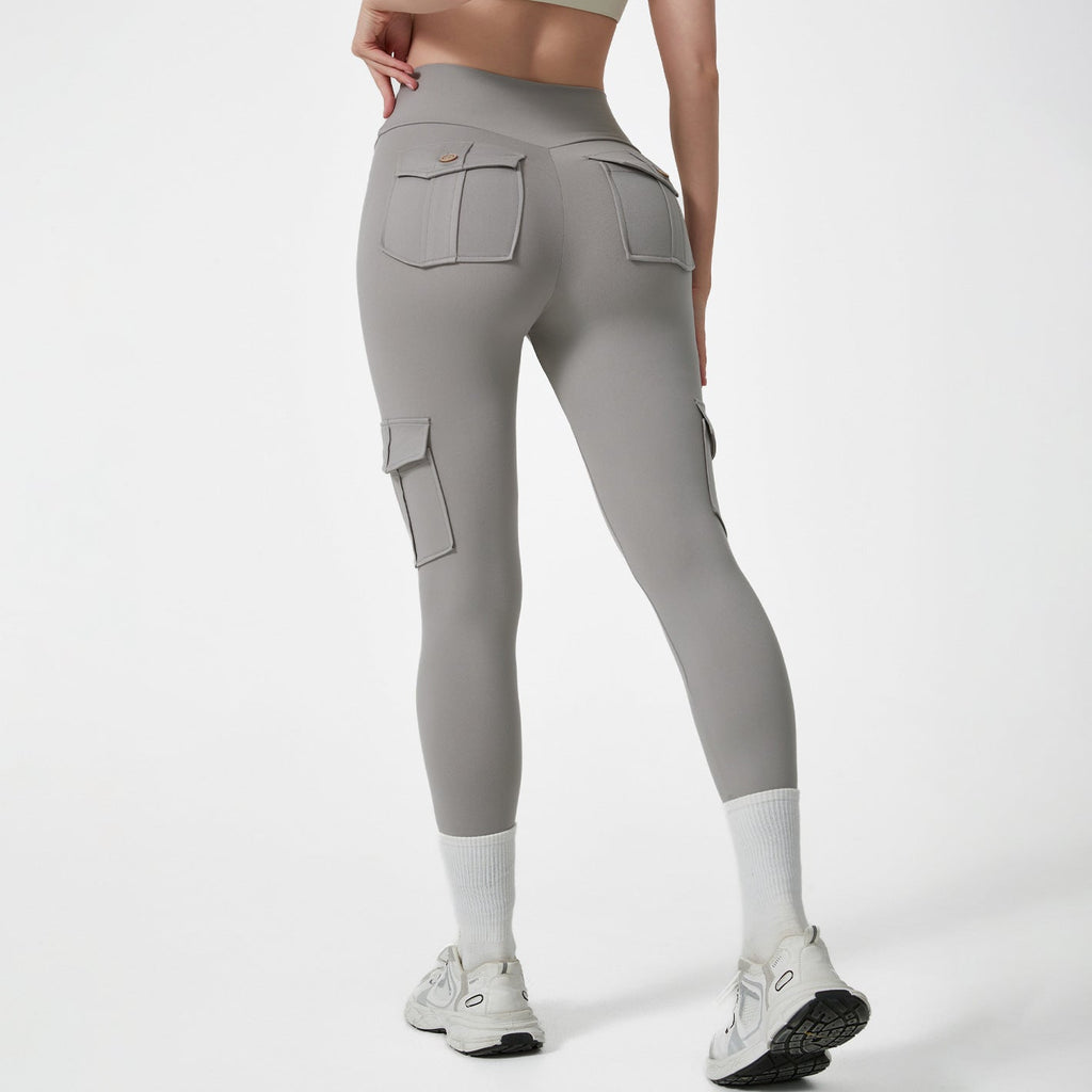 High Waist Work Clothes Pocket Yoga Pants Hip Lifting Peach Hip Quick Drying Stretch Workout Pants