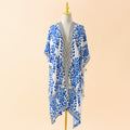Spring Summer Striped Floral Print Pattern Chiffon Sun Protective Blouse Ball Decorative Cardigan
