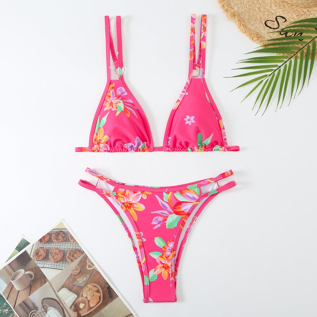 Floral Bikini Sexy Backless High Grade Swimsuit High Elastic Swimsuit for Women