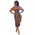 Elegant Printing Tree Fungus like Lacework Contrast Color Slim Fit Back Slit Dress