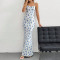 Women Clothing Spring Summer Sweet Fresh Sling Backless Floral Vacation Dress