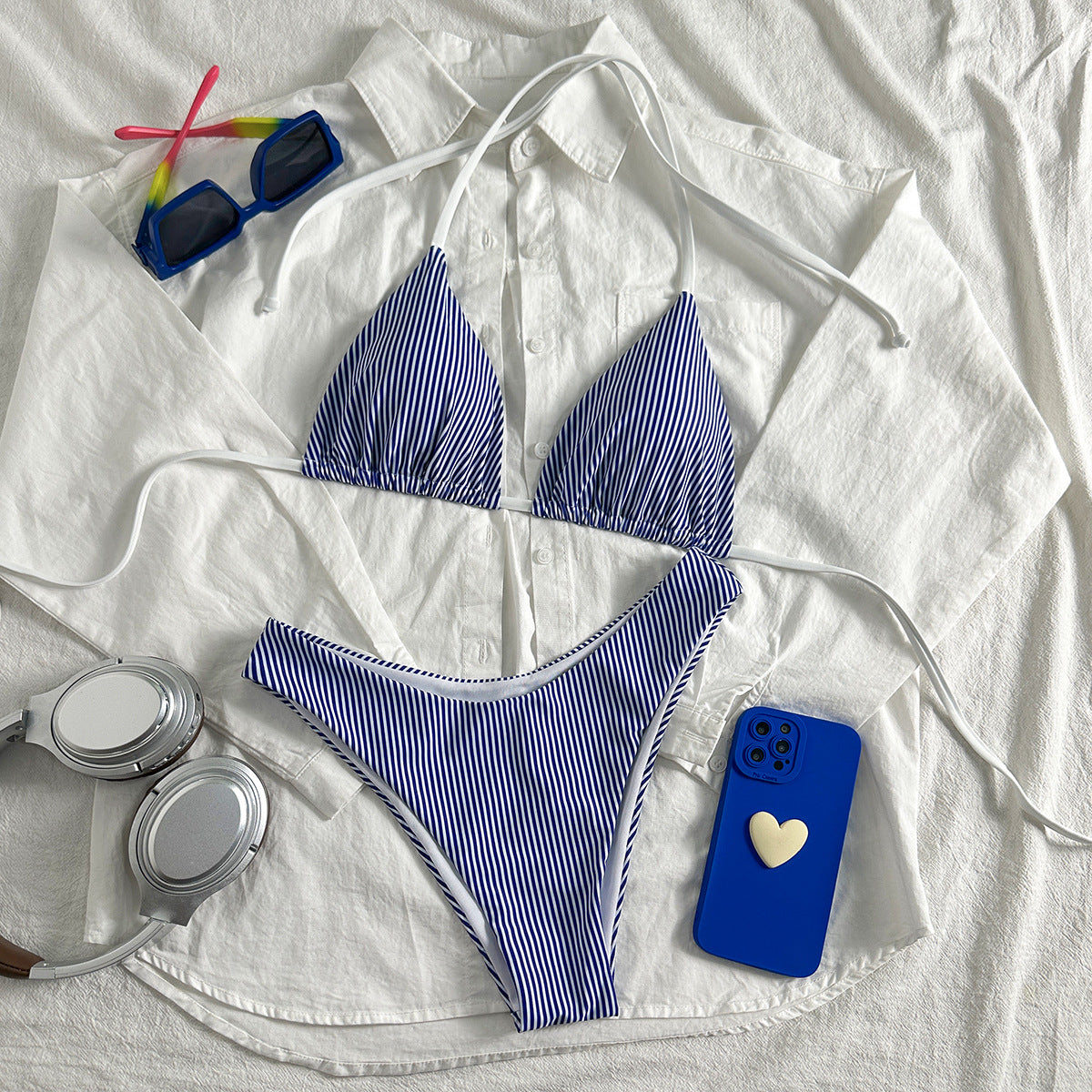 Split Swimsuit Sexy Women Fission Swimsuit Striped Printed Swimsuit