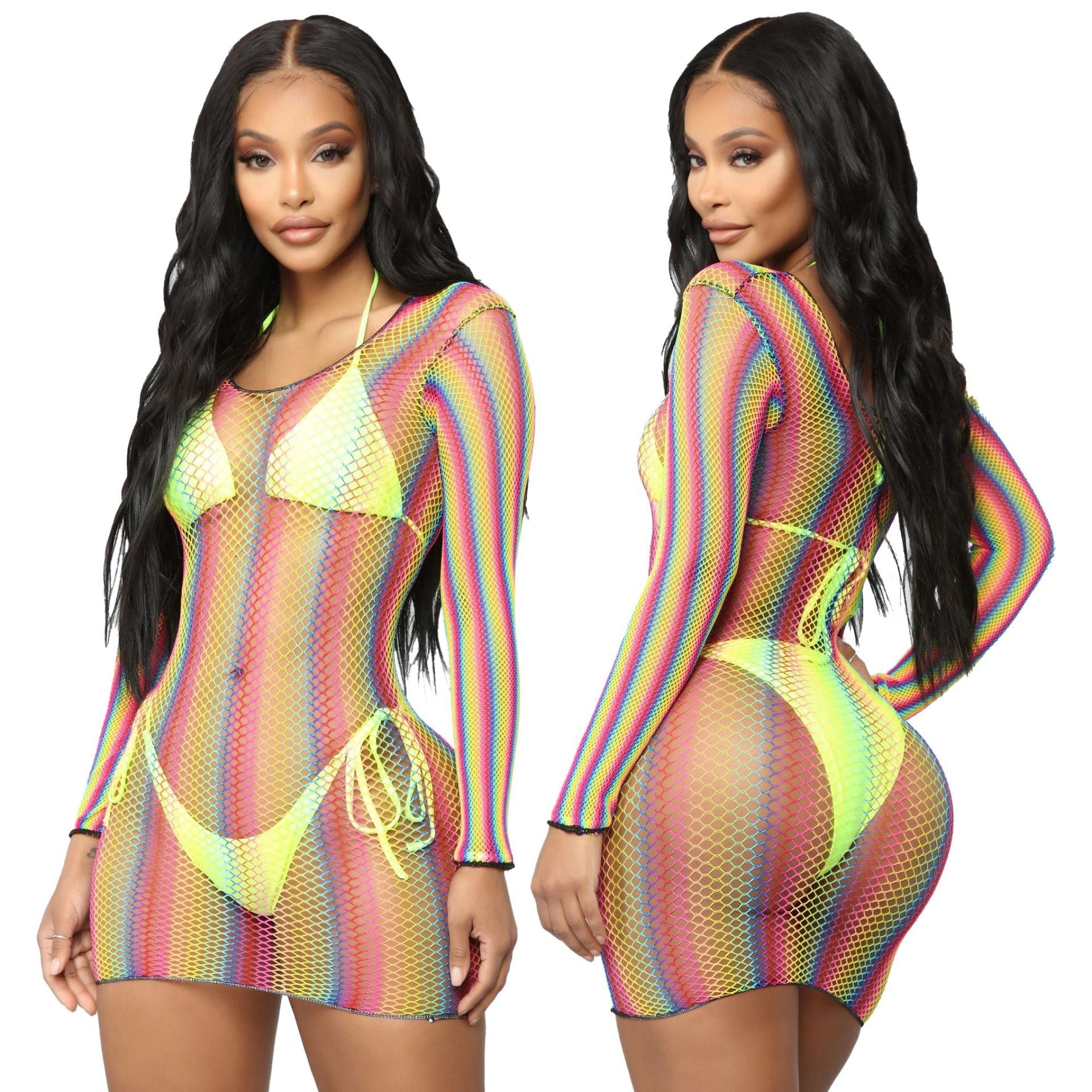 Sexy Super Elastic Diamond-Shaped Network Anti-DDOS Beach Skirt
