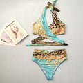 Popular Women Swimsuit Cross Leopard Print Sequin Gradient Bikini