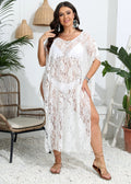Beach Beach Cover Up Seaside Vacation Women Clothing Irregular Asymmetric Lace Shirt See through Dress
