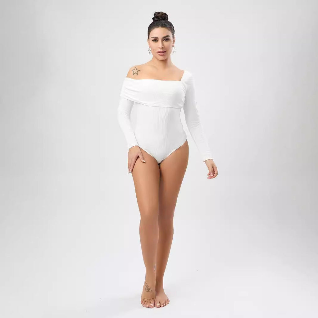 White Outerwear Jumpsuit Women Design Single Shoulder Top Women Autumn