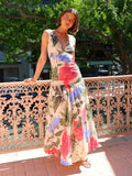 Summer Printed Strap Dress Sexy V neck Dress
