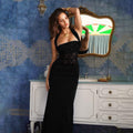 Fall Maxi Dress Elegant Slim Lace Stitching Sling Dress
