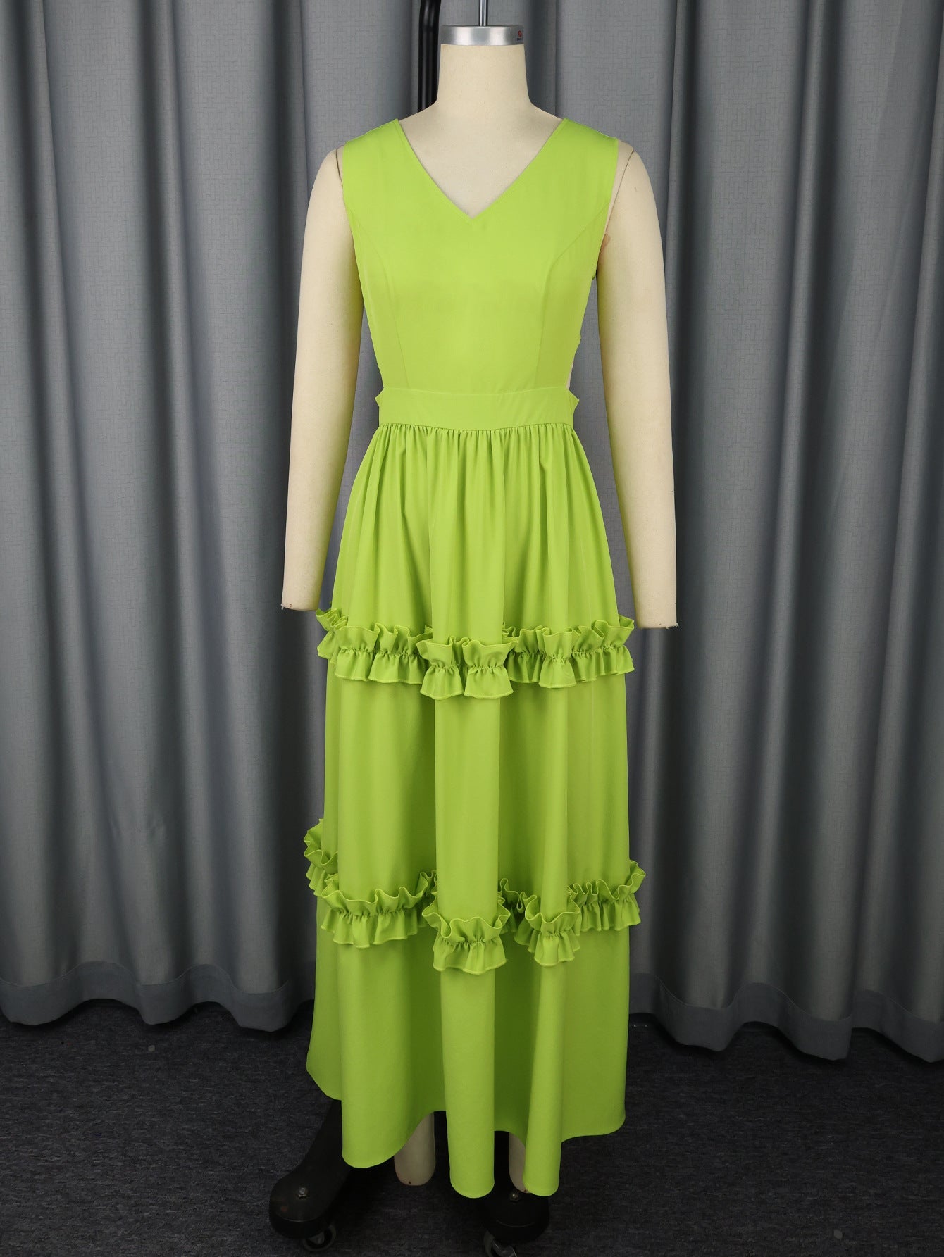 High End Waist Hollow Out Cutout Sexy V neck Party Dress Small Gathers Elegant A Swing Cocktail Evening Dress