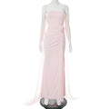 Women Clothing Summer Elegant Solid Color Tube Top Hip Wrapped Trailing Dress Women