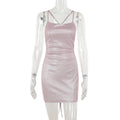 Autumn Dress Fashionable Elegant Sexy Slim Fit Shiny Backless Lace up Cami Dress