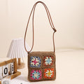 Hollow Out Cutout Floral Crossbody Straw Bag Retro Square Straw Bag Woven Bag Vacation Beach Bag All Match Shoulder Bag