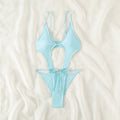 Solid Color One Piece Swimsuit Sexy High Split Women Swimsuit Bikini