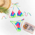 Printed Split Two Piece Set Bikini Lady Sexy Open Back Swimsuit