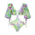 Push up Split Three Piece Sexy Spring Vacation Swimsuit Suit Printing