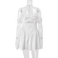 Women Clothing Summer Sexy off Neck Wrapped Chest Nipped Waist Solid Color Dress A line Dress