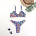 Swimsuit Women Split Two Piece Suit Printed Metal U Shaped Bikini Bikini Bikini Swimsuit
