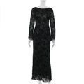 Sexy Backless Long Sleeves Printed Dress Women Autumn Graceful Fashionable Dress