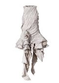 Pleated Three Dimensional Dress Summer Retro Floral Texture Irregular Asymmetric Ruffled Sleeveless Dress