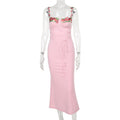 Chest Cup Applique Dress Autumn Waist Girdling Band Sexy Sheath Dress