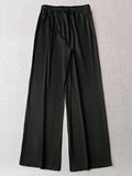 Women Wear Autumn Winter Loose Satin Casual Pants Black Satin Wide Leg Pants