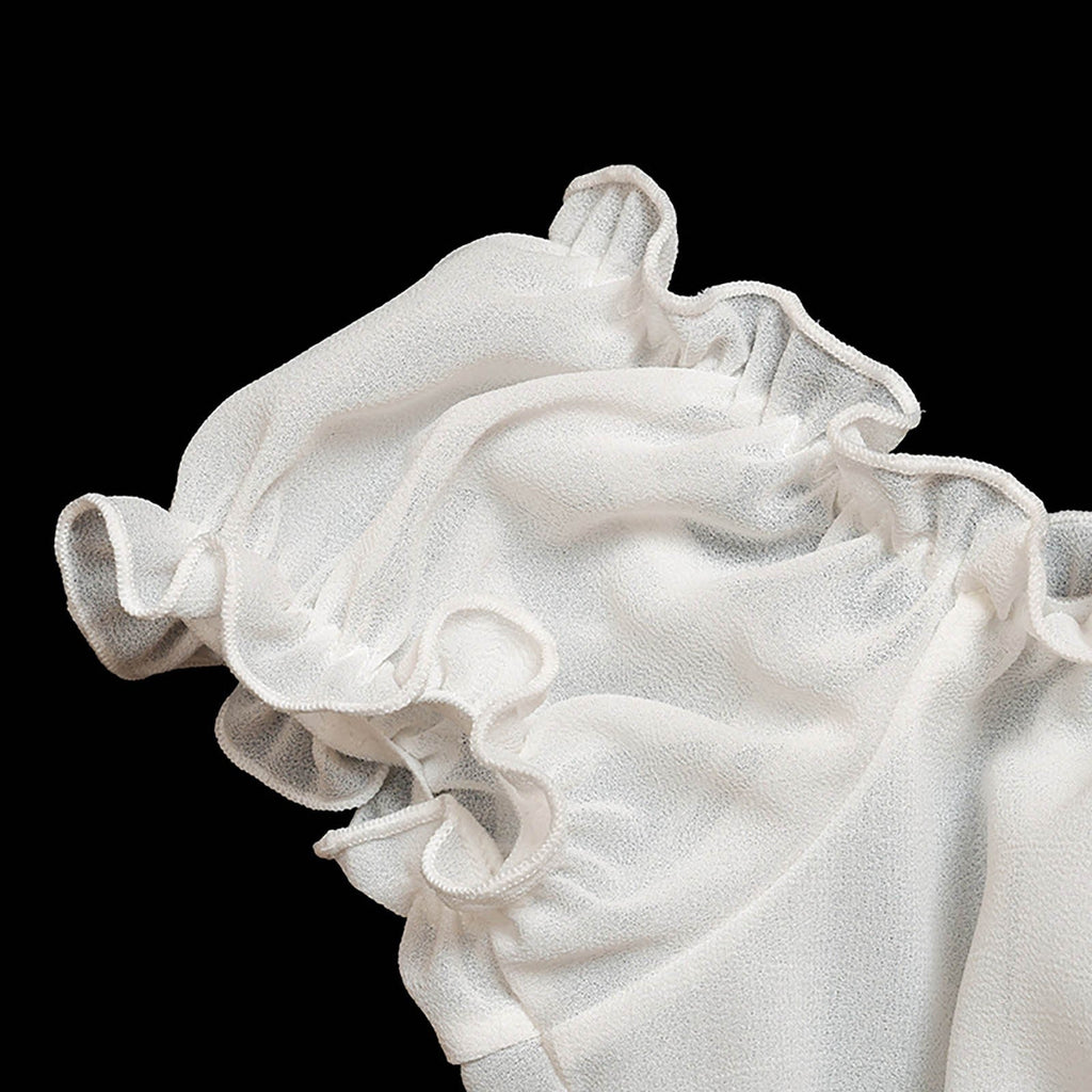 Pure White Strapless Mesh Sexy Split Suit