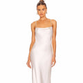 French White Bead Necklace Evening Dress Silk Satin Texture Women Sexy Backless Elegant Party Dress