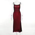 Women Contrast Color Suspenders Dress Summer Sexy Slim Fit Pure Dress for Women
