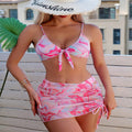 Huludao Swimsuit Lace Printing Sexy Bikini Beach Three Piece Swimsuit Women
