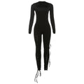 Fall Sexy Solid Color Waist Tight Hollow Out Cutout out Strap Tight Jumpsuit