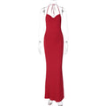 Women Clothing Spring Solid Color Sheath Sexy Cutout Backless Halter Maxi Dress for Women