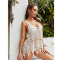 Summer Hollow-out Beach Vacation Knitted Sling Blouse Crocheted Lace Bikini Sun Protection Shirt Crochet hook