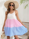 Women Braces Skirt Women Clothing Color Contrast Patchwork Striped Large Bandage Beach Dress Striped Color Dress