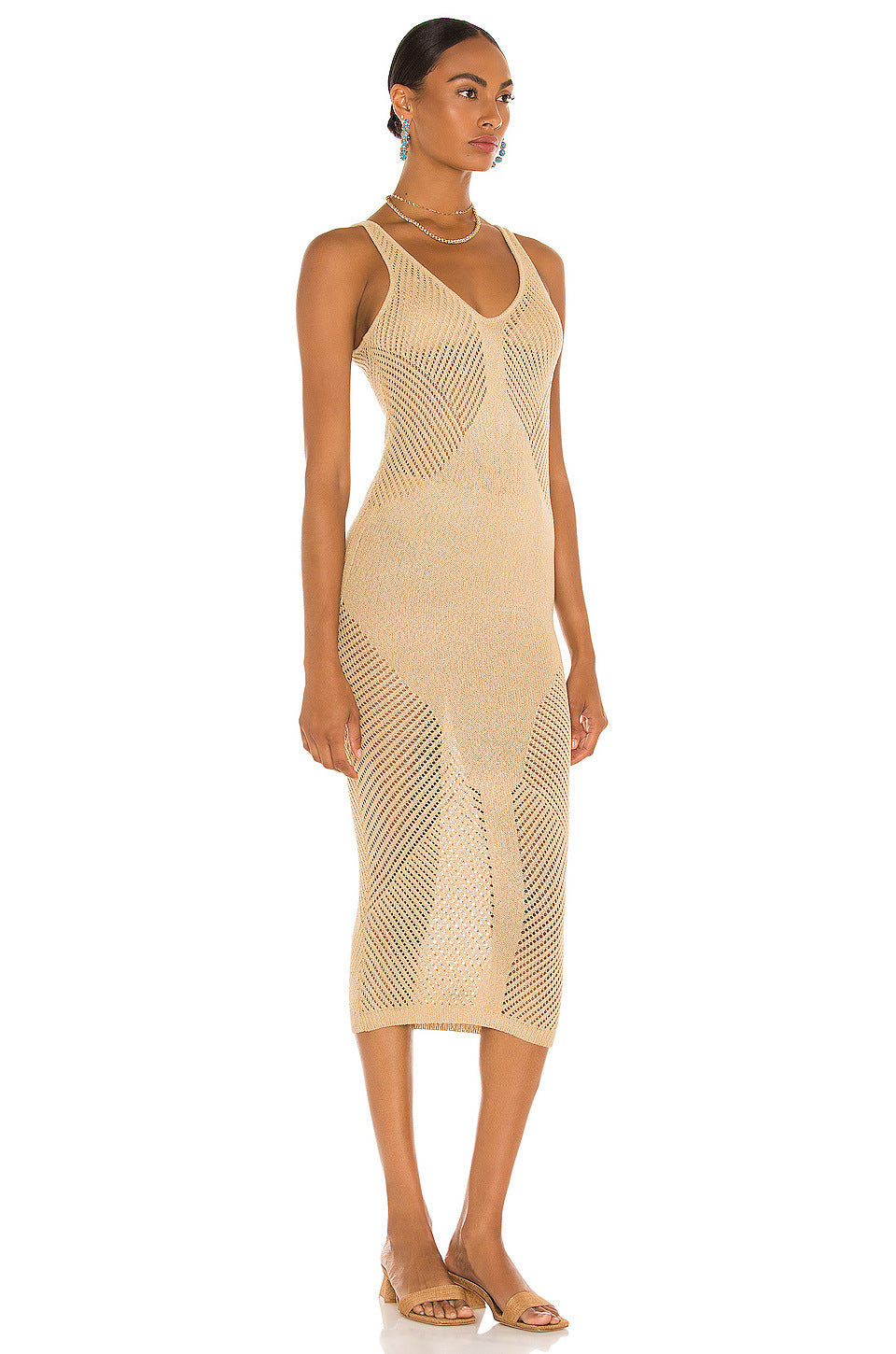 Knitted Hollow Out Cutout out V-neck Vest Skirt Holiday Casual Beach Bikini Cover 2 Colors