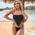 Women Swimwear Solid Color Tied Sexy Halter Bikini