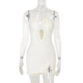 Summer Type Hip Elegant Sexy Mechanism Hollow Out Cutout Split Dress Women